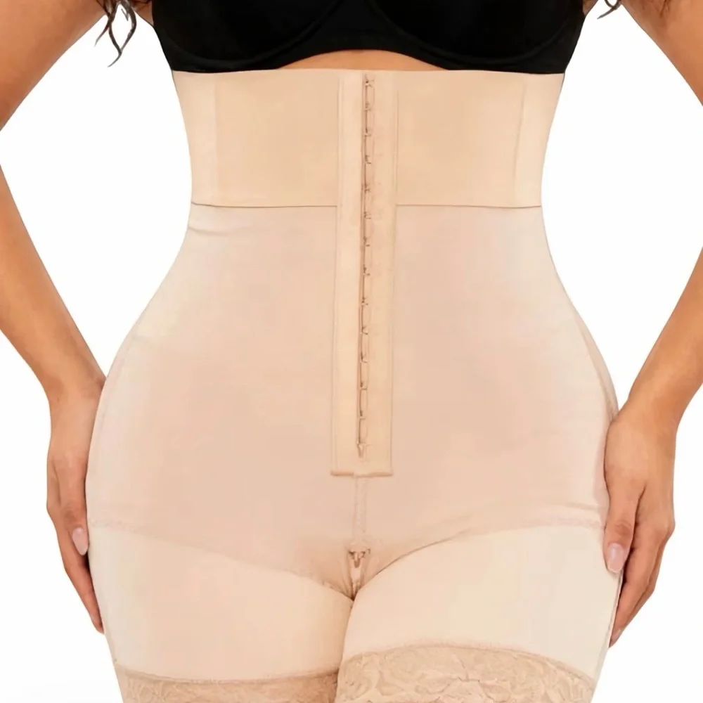Women XL High Waisted Seamless Shape-wear shorts Beige